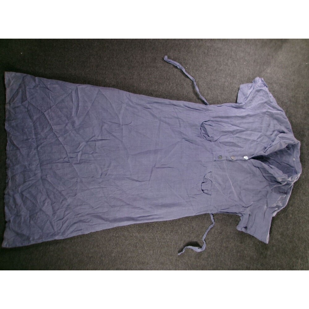Subtle Tones Dress Womens 0 Blue Linen  Short Sleeve Casual Beach Costal Vintage